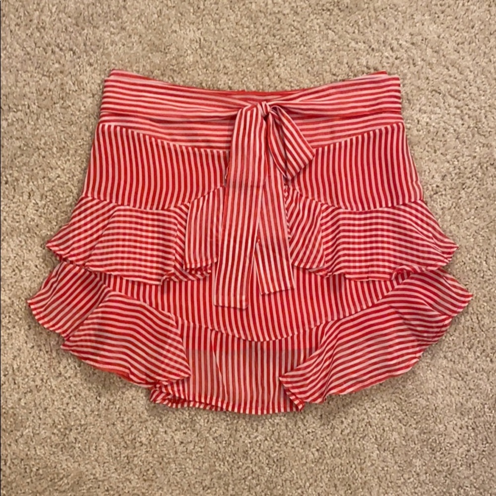 Striped skirt with attached belt